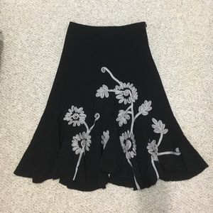 Fit and flare skirt with floral hem